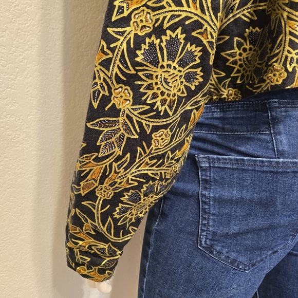 Vntg Passports Gold /Black Beaded Open Evening Jacket L - Picture 3 of 15